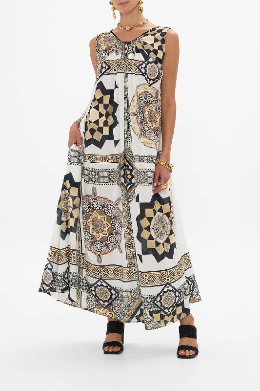 Midnight Madness PANELLED TANK DRESS WITH CURVED HEM TILE STYLE