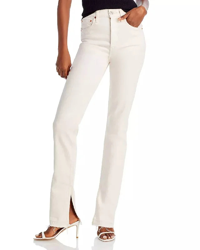 Can't Be Beat 70S High Rise Skinny Bootcut Jeans In Vintage White
