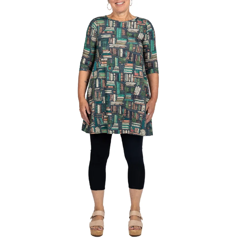New Markdowns Botanical Library 3/4th Sleeves Long Tunic