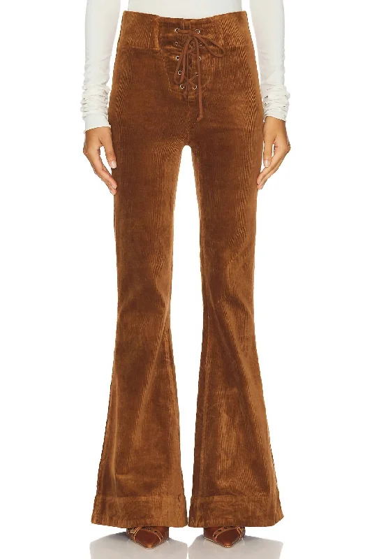 Savings Galore Cam Cam Bells Flare Pant In Saddle Brown Corduroy