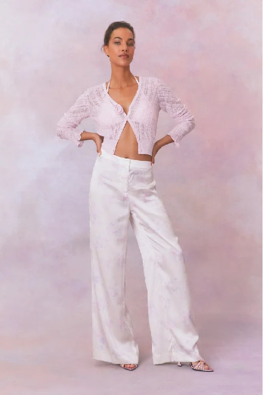Best Bargains Daniya Wide Leg Printed Silk Pants