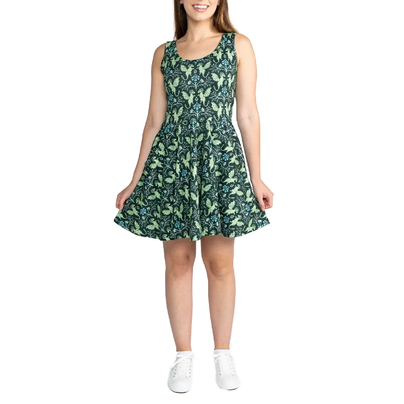 Flash Deals Dragons Damask Skater Dress