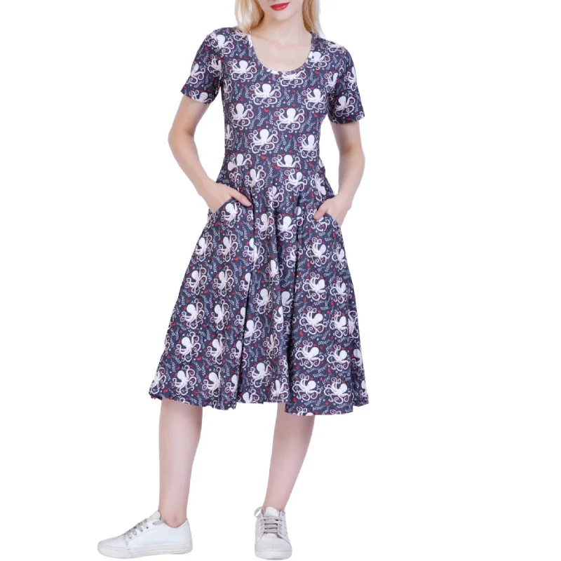 Amazing Deals Floral Octopus Twirl Dress