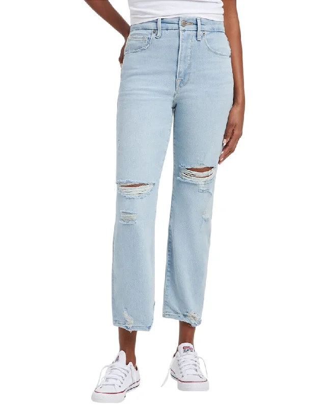 Super Deal GOOD AMERICAN GOOD ICON STRAIGHT WITH RIPS