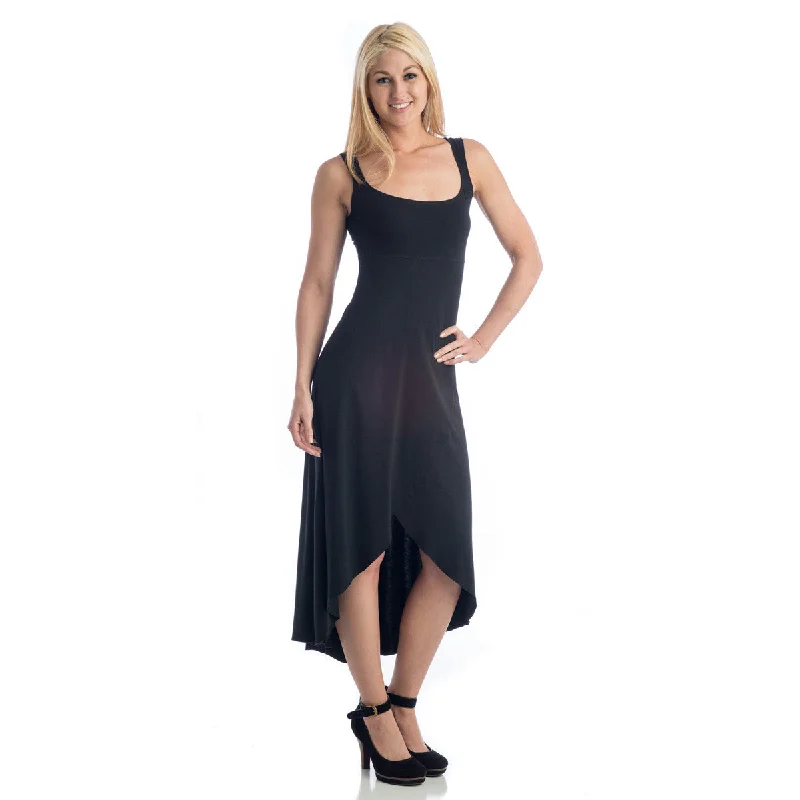 Deal Mania Grace Asymmetrical Maxi Tank Dress - Black