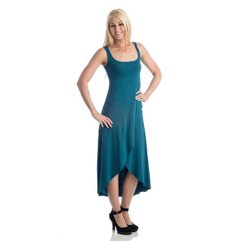 Savings Alert Grace Asymmetrical Maxi Tank Dress - Teal