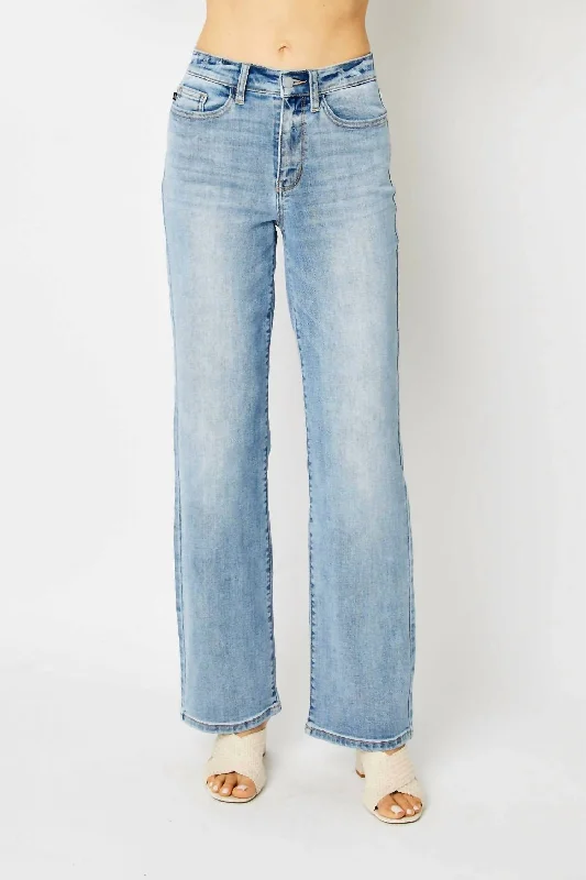 Lowest Price High Waist Straight Leg Jeans In Light Wash