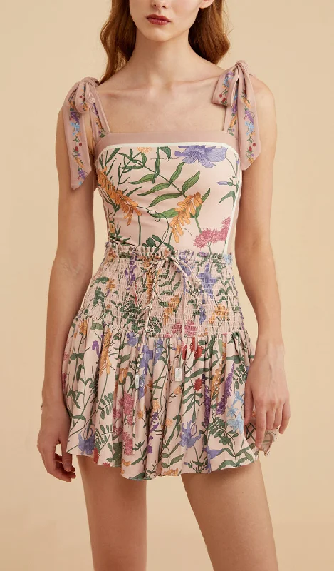 Act Fast JOANNA FLORAL Shirred Skort