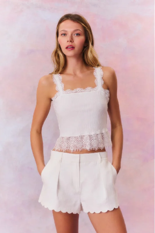 Epic Deals Lacette Linen Scallop Hem Shorts