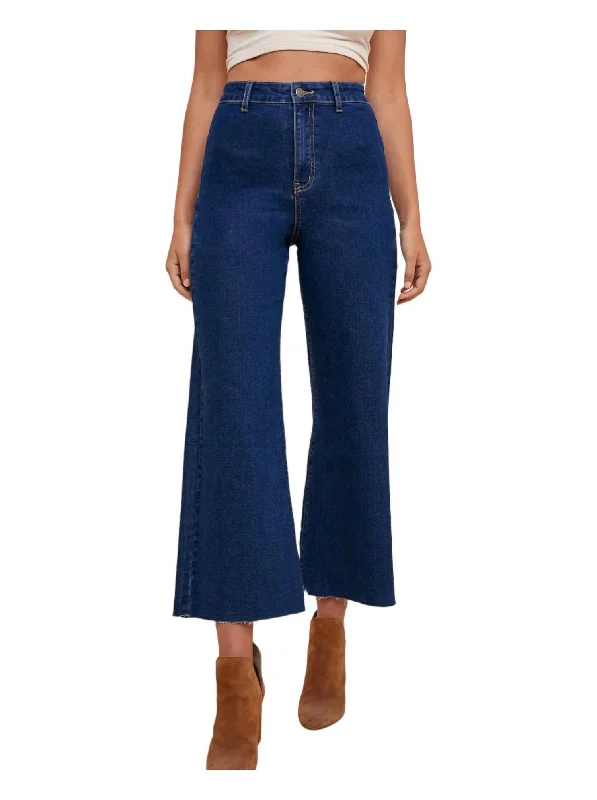 Mia High Rise Cropped Jeans In Dark Blue