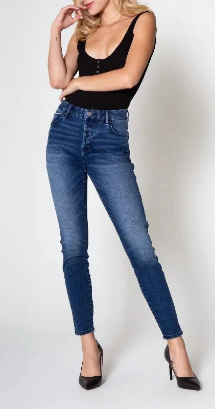 Overstock Olivia Super High Rise Ankle Skinny Jeans Colville In Dark Wash