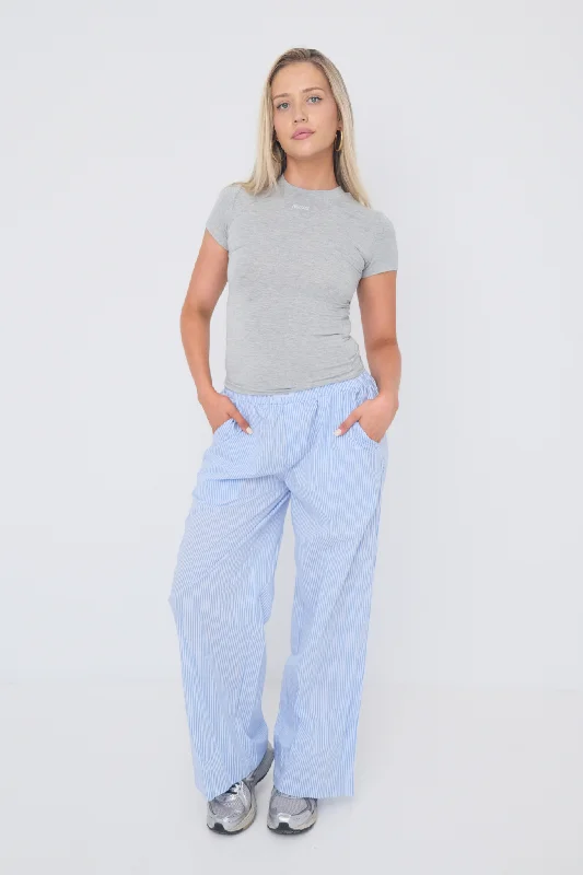 Final Clearance Pinstripe Pants - Light Blue/White