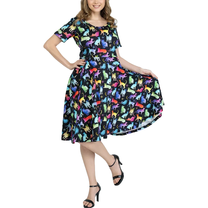 Blowout Deals Rainbow Cats String Theory Twirl Dress