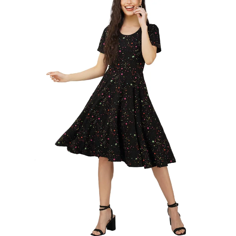 Weekend Deal Rainbow Constellations Glow-in-the-Dark Twirl Dress