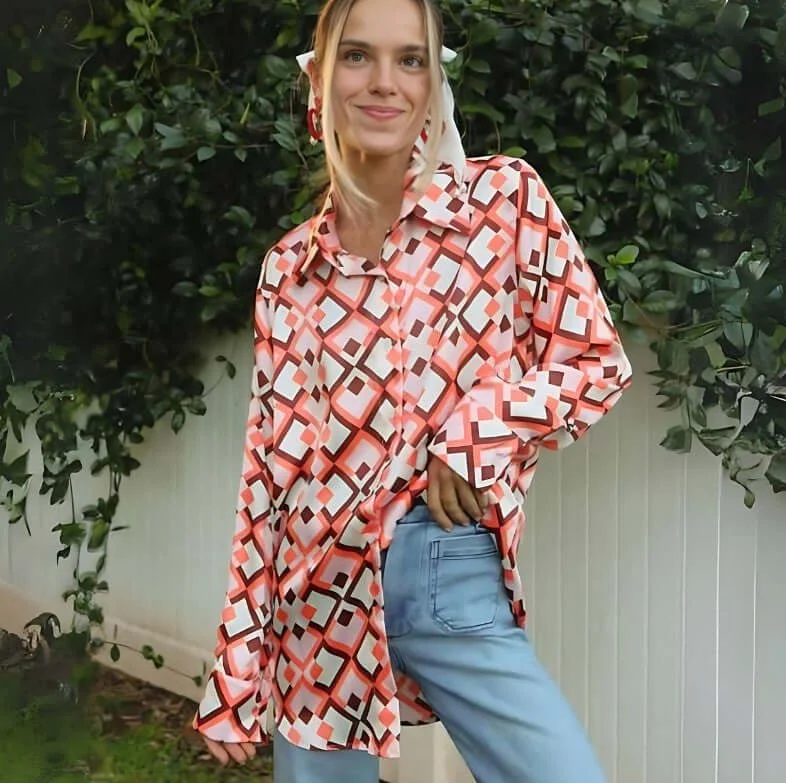 Super Sale Pink Satin Retro Button Down Made in USA - Clearance Final Sale