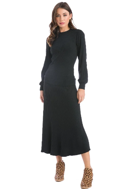 Today Only Ribbed Midi Skater Skirt
