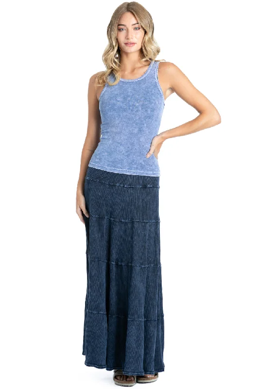 Early Bird Discount Ribbed Tiered Maxi Skirt