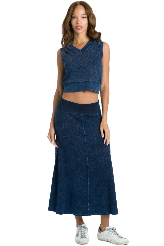 Deal Frenzy Rolldown Ribbed Midi Skirt