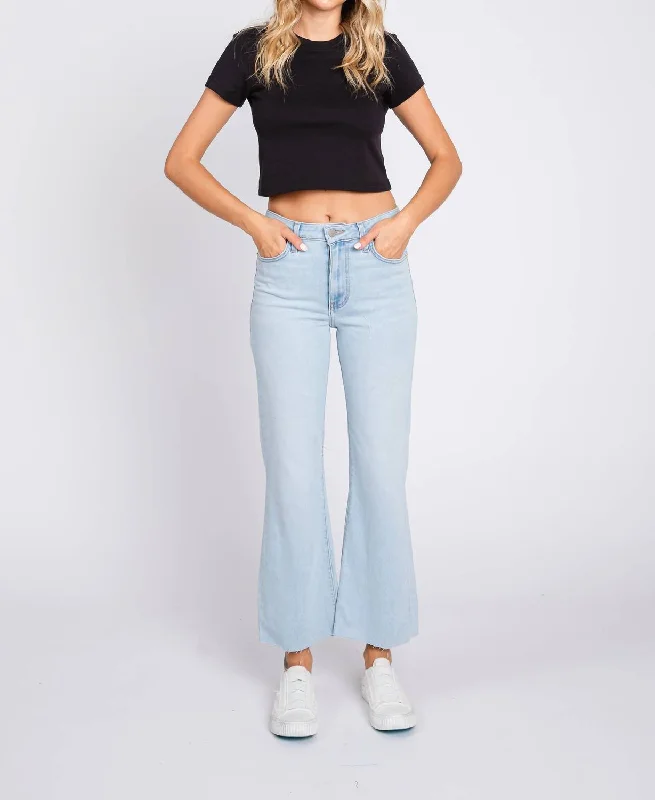 Act Fast Sicily Crop Flare Jeans In Light Blue