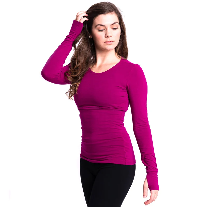 Hurry In Strength Bamboo Long Sleeve T-shirt - Fuchsia/Red