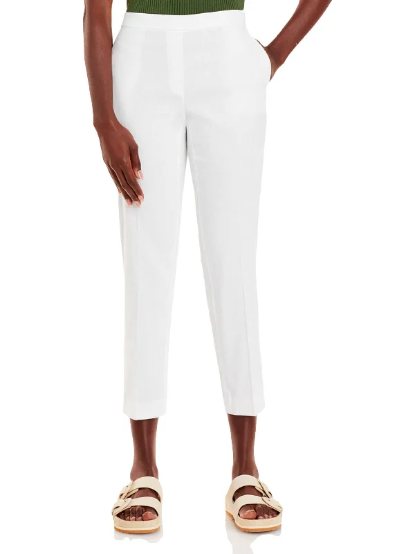 Clearance Sale Treeca Womens Linen Blend High-Rise Cropped Pants