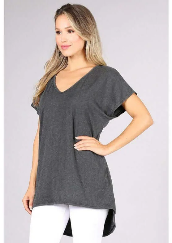 High Low V-Neck Super Comfy Tee Made in USA