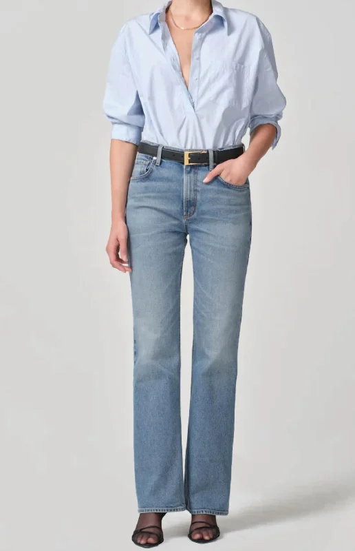 Limited Quantity Vidia Mid Rise Bootcut Jeans In Saga