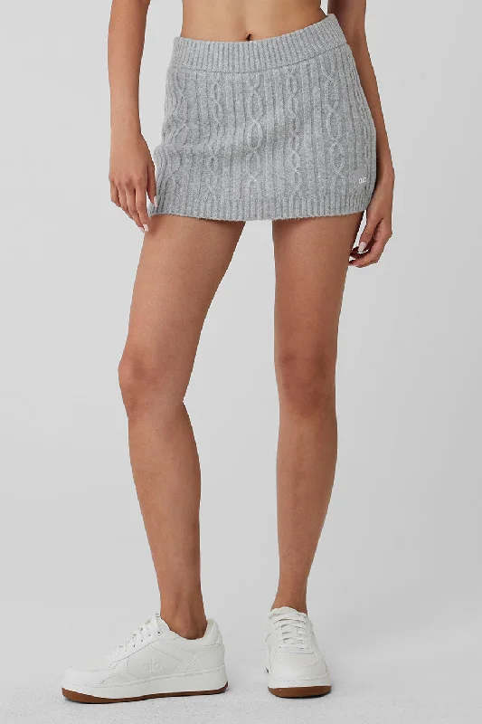 Cable Knit Winter Bliss Mini Skirt - Athletic Heather Grey