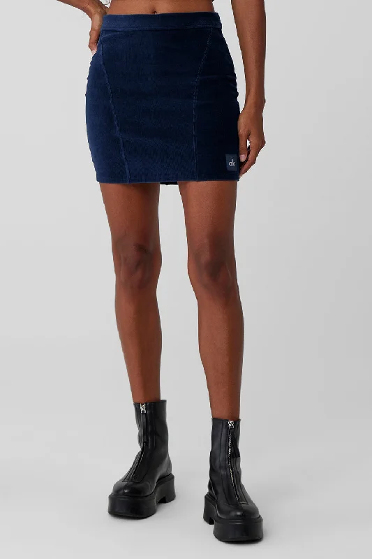 Micro Corduroy Winter Break Mini Skirt - Navy