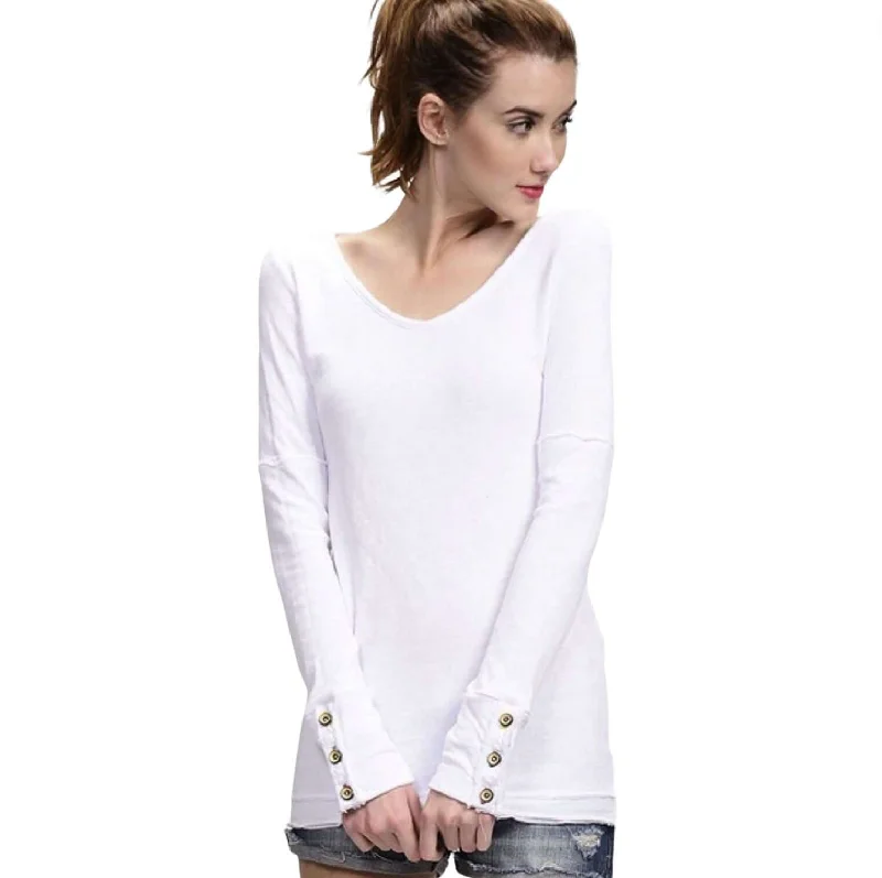 Casually Cool Double Layer Cotton Raw Edge Long Sleeve Top Made in USA