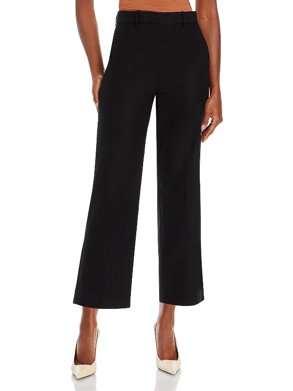 Seasonal Sale Womens Flare Legs Pleated Cropped Pants