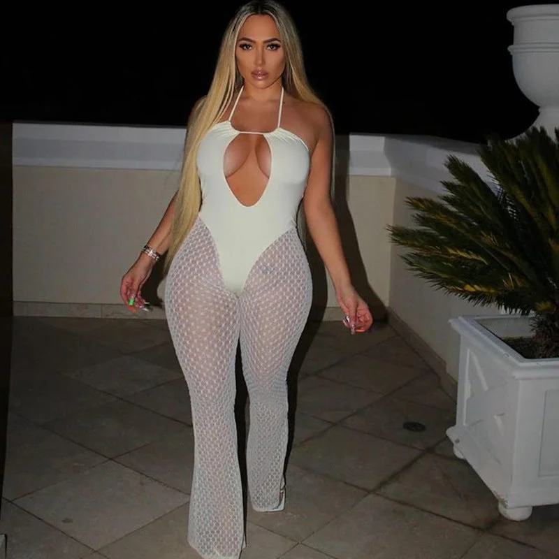 Midnight Madness 2022 New Fashion Hollow Out Sexy Lace Jumpsuit See Through Sleeveless Romper Women Clubwear Midnight Madness 2022 New Fashion Hollow Out Sexy Lace Jumpsuit See Through Sleeveless Romper Women Clubwear