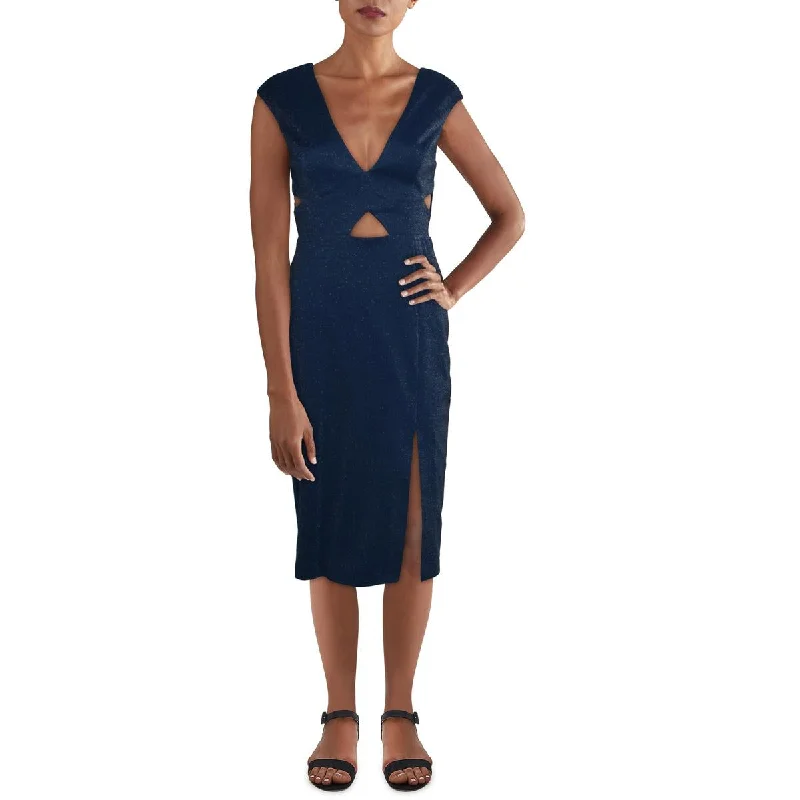 Bargain Prices Aidan by Aidan Mattox Womens Metallic Criss-Cross Front Midi Dress