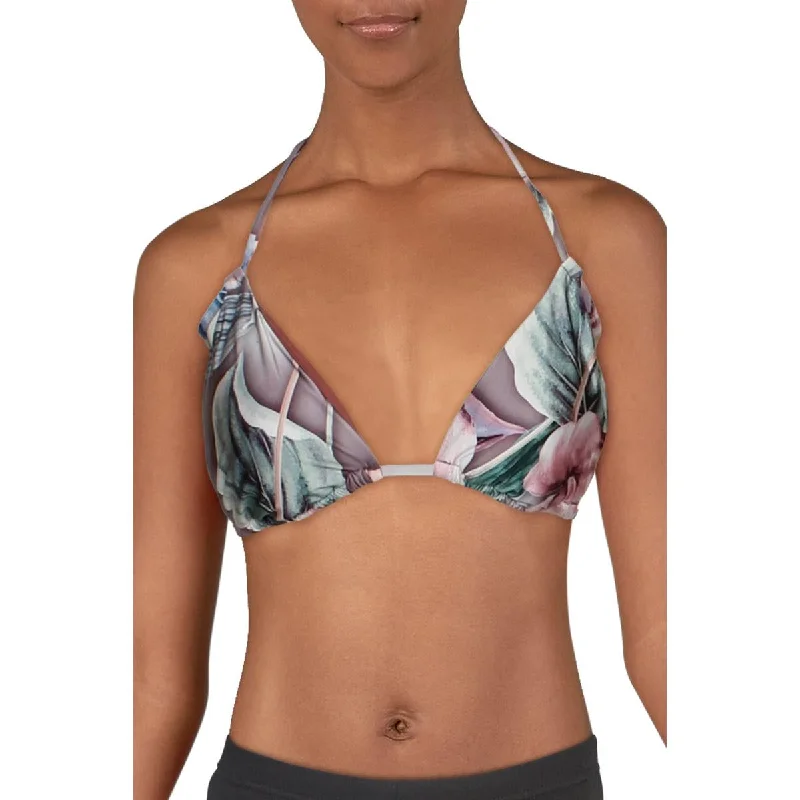 Low Prices BCBGMAXAZRIA Womens Ruched Printed Bikini Swim Top