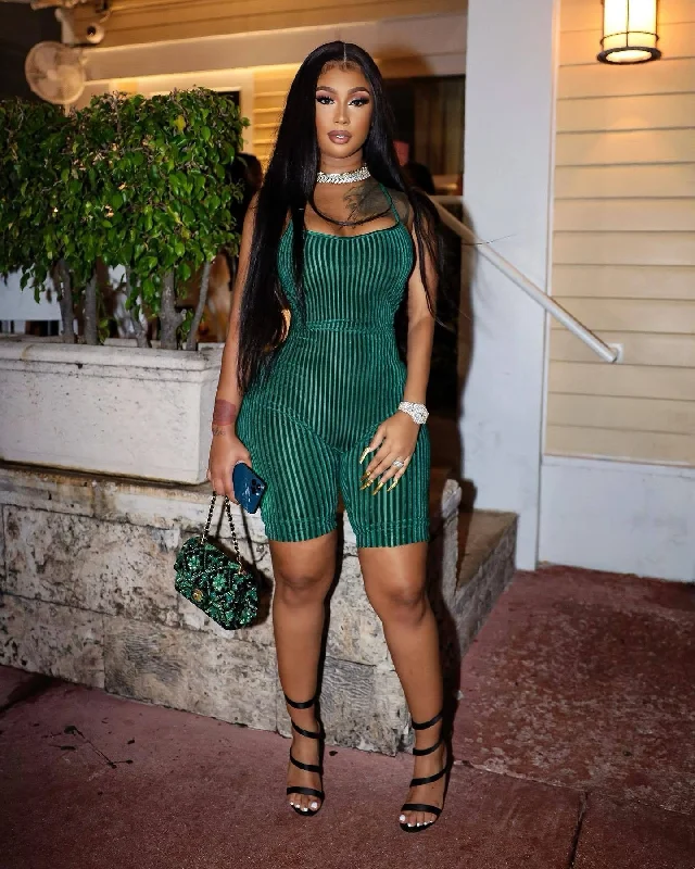 Midnight Sale Best Seller Causal Clothes slim fit summer jumpsuit ladies jumpsuit sexy night club halter backless velvet jumpsuits for women