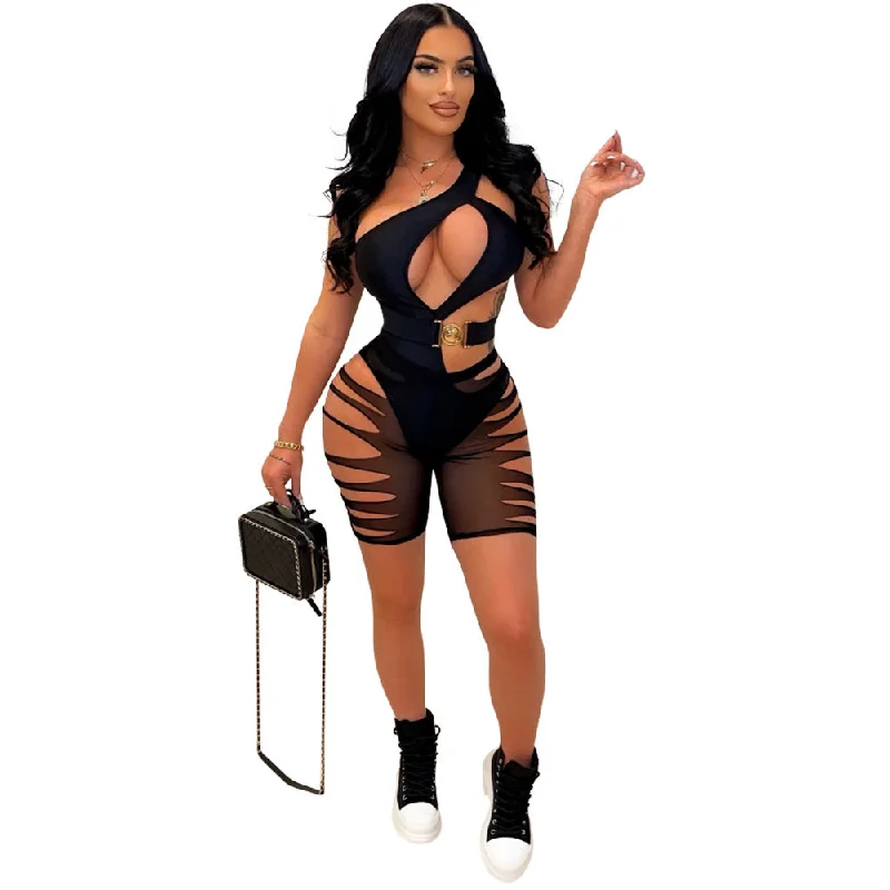 New Deals One Piece + Side Slice Mesh Shorts