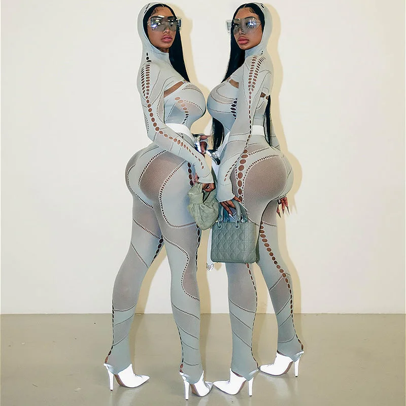 Fantastic Offers Cut Out Bodysuits Long Sleeve See Through Mesh Jumpsuits 2023 Sexy Bodysuits Transparent One Piece Jumpsuits Playsuits Bodysuits