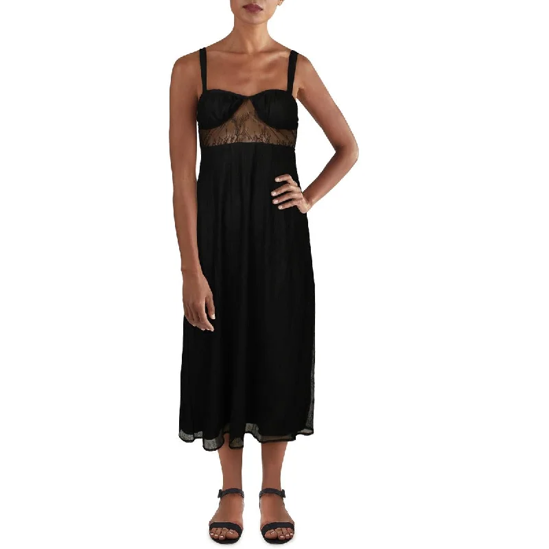 Price Fest Danielle Bernstein Womens Lace Sheer Midi Dress