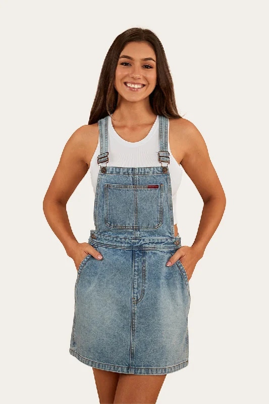 Dream Days Womens Pinafore - Light Wash Blue