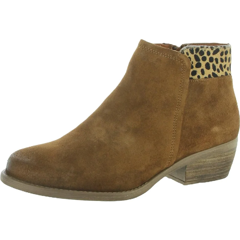 Deep Discounts Eric Michael Aria Women's Suede Printed Trim Almond Toe Ankle Boots