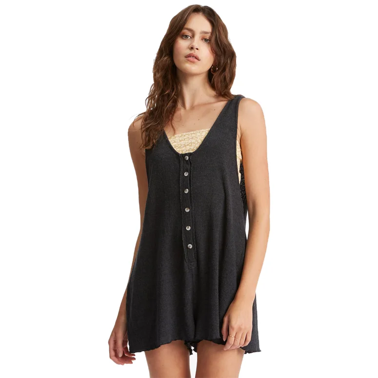 Hurry In Fade Away Button-Up Knit Romper