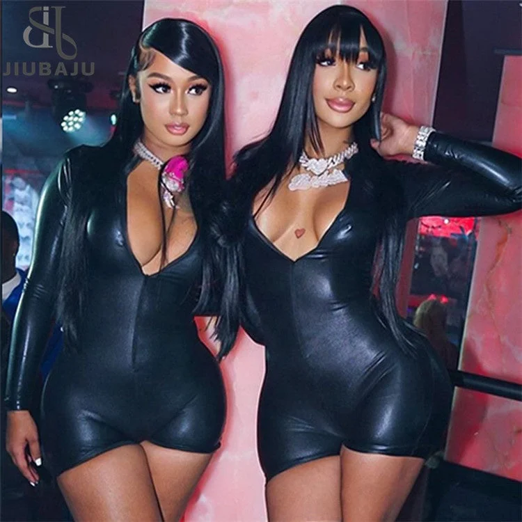 Price Reduction Faux Leather Jumpsuit For Women Short One Piece Sexy Outfits 2023 O Neck Zipper Long Sleeve Bodycon Rompers Price Reduction Faux Leather Jumpsuit For Women Short One Piece Sexy Outfits 2023 O Neck Zipper Long Sleeve Bodycon Rompers