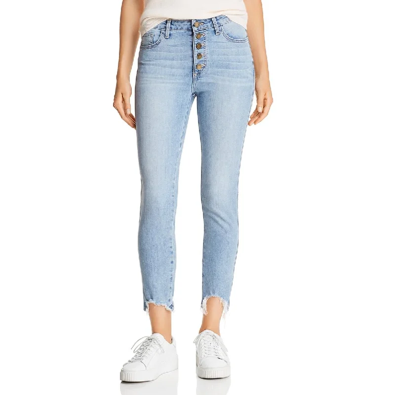Special Savings Just Black Women's Dark Wash Cropped Raw Hem Straight Leg Jeans