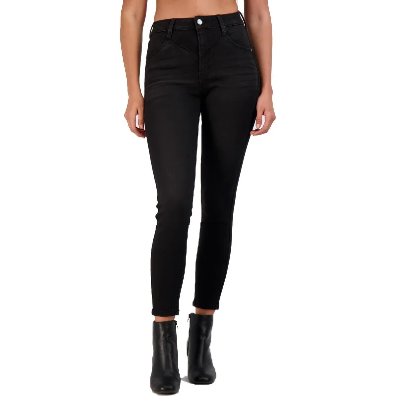 Deal Dash Just Black Women's Black Wash High Rise Cropped Skinny Jeans
