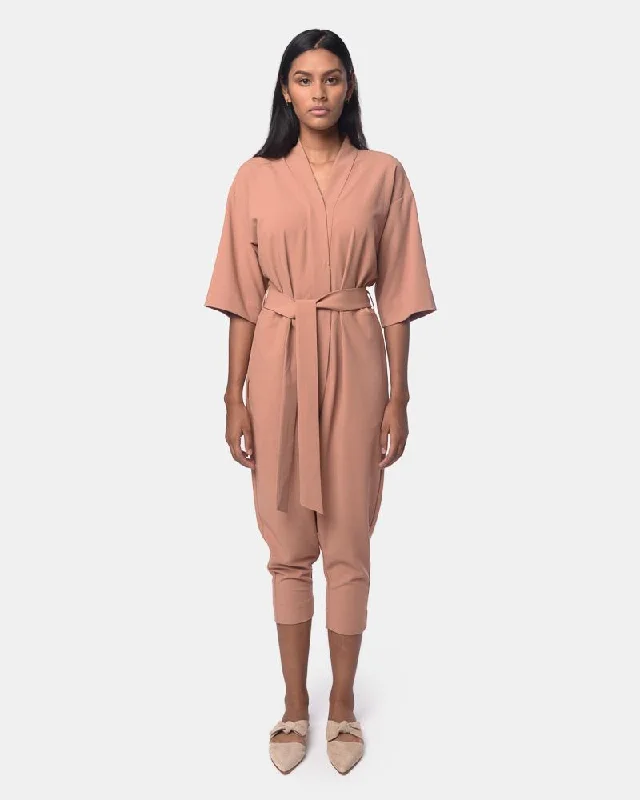 Hurry In Kimono Jumpsuit in Desert Rose