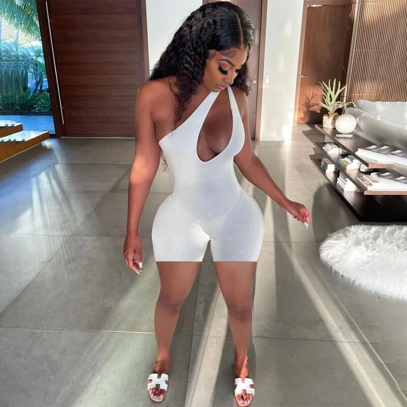 Flash Deals One Shoulder Double Strap Rompers