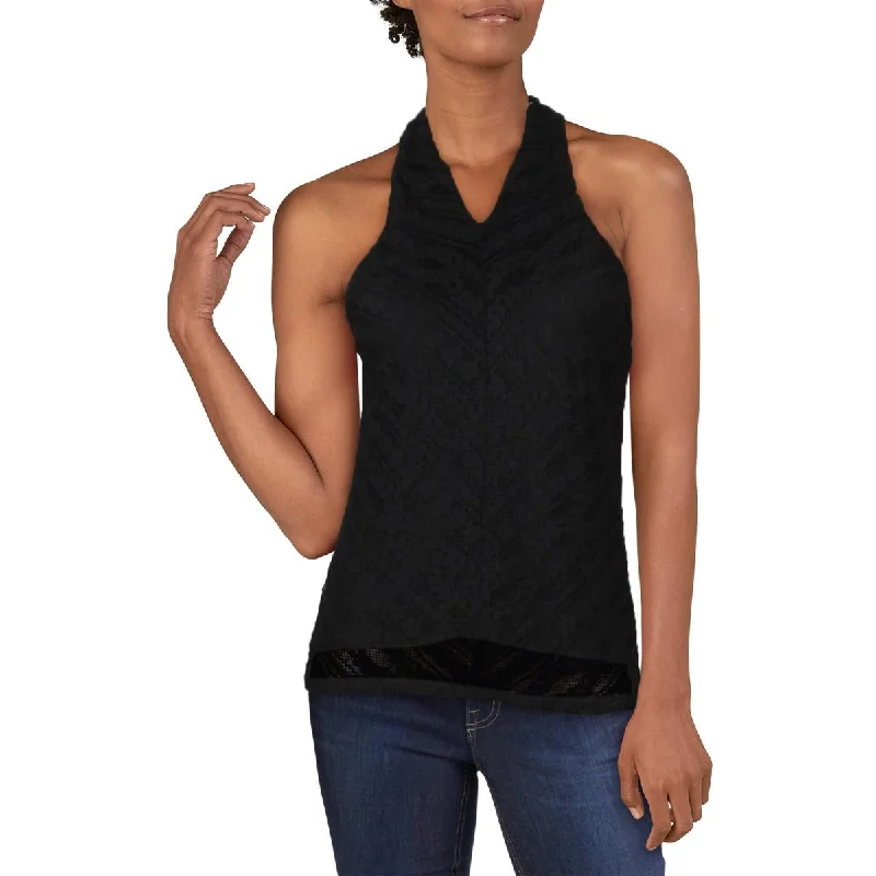 Lowest Price Red Haute Womens Lace Layered Halter Top