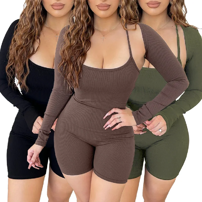 Amazing Deals Spring 2023 Women s Clothing Backless Body con Halter Jumpsuit Skin Tight Jumpsuit 2 Piece Set Sexy Romper Shorts for Women Amazing Deals Spring 2023 Women s Clothing Backless Body con Halter Jumpsuit Skin Tight Jumpsuit 2 Piece Set Sexy Romper Shorts for Women