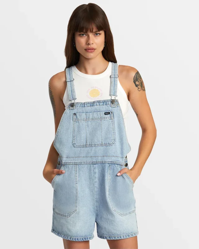 New Deals Succession Short Denim Overalls