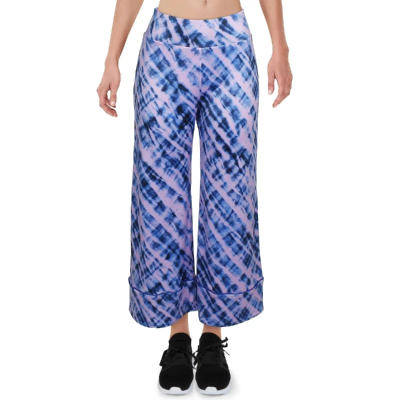 Deal Zone Terez Women's Printed Seamless Cropped Wide Leg Lounge Pants